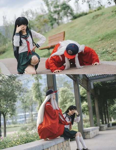 Inuyasha And Kagome Cosplay, Kagome Cosplay, Inuyasha Memes, Inuyasha Funny, Inuyasha Cosplay, Inuyasha Fan Art, Duo Costumes, Kagome And Inuyasha, Chibi Characters