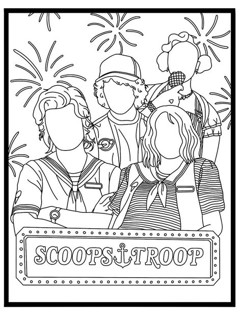 Coloring Page Stranger Things, Colouring Pages Stranger Things, Stranger Things Colouring Page, Stranger Things Coloring Pages Printable, Coloring Pages Stranger Things, Stranger Things Scoops Troop, Stranger Things Coloring Pages, Fun Rainy Day Activities, Demogorgon Stranger Things