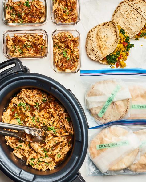 7 Weeks Worth of Freeze-and-Go Meal Plans | Kitchn Tikka Masala Vegetarian, Batch Meals, Potato Sandwich, Freezer Recipes, Freezer Friendly Meals, Freezer Meal Planning, Salad Kits, Meal Prep Plans, Family Friendly Dinners