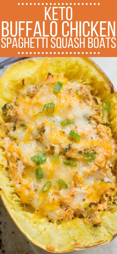 Healthy Buffalo Chicken Spaghetti Squash Boats are a tasty keto, gluten free dinner. Low carb, cheesy + loaded with spicy buffalo sauce - they're delicious! #healthy #buffalo #fallfood #fall #spaghettisquash #keto #lowcarb Buffalo Chicken Spaghetti, Dinner Low Carb, Buffalo Chicken Spaghetti Squash, Spaghetti Squash Boats, Healthy Squash Recipes, Spaghetti Squash Recipes Healthy, Spaghetti Squash Boat, Squash Boats, Couples Recipes