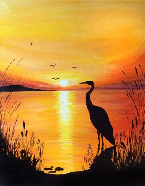 40 Beautiful Sunset Acrylic Painting Ideas For Beginners | Hobby Lesson Digital Art Software, Sunset Painting Acrylic, Scenery Painting, Matka Natura, Silhouette Painting, Scenery Paintings, Landscape Art Painting, Nature Drawing, Simple Acrylic Paintings