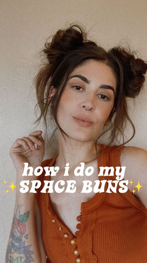 thelunabloomlife on Instagram: Space bun hair tutorial 🪐 any questions? Ask them below! . #hairtutorial #hairtutorials #longhairstyles #hairreels #reelslovers #reellife… Space Buns Hair Tutorials, Spacebuns Tutorial, Short Hair Space Buns Tutorial, Half Up Space Buns Long Hair Tutorial, Tutorial On Space Buns, Space Bun Hair, Space Buns Hair, Space Bun, Hair Bun Tutorial