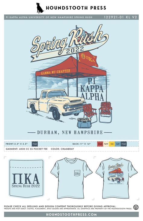 Sorority Pocket Tee Design, Tailgate Graphic Design, Fraternity Shirts Designs Ideas, Frat Shirts Design Greek Apparel, Frat Tshirts Designs, Sorority Tailgate, Pocket Tee Designs, Fraternity Rush Shirts, Pi Kappa Alpha