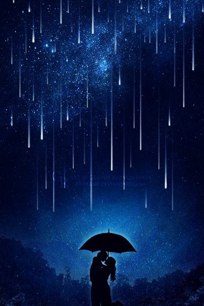 Love under the meteor shower by GeneRazART (print image) Stencil Projects, Cute Love Wallpapers, Meteor Shower, Love Wallpaper, Anime Scenery, Night Sky, Night Skies, Public Domain, Love Art