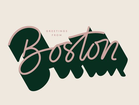 Boston lettering by Valentina Salazar Boston Graphic Design, Boston Drawing, Boston Graphic, Boston Aesthetic, Boston Tattoo, Boston Street, Boston City, Handwritten Typography, Lettering Inspiration