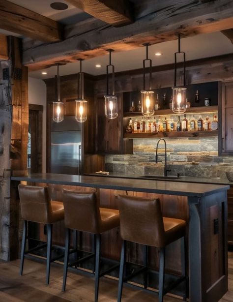 Rustic Bar Ideas, Speakeasy Basement, Lake Bar, Basement Bathrooms, Rustic Basement Bar, Industrial Basement, Mancave Bar, Basement Bars, Basement Bar Plans