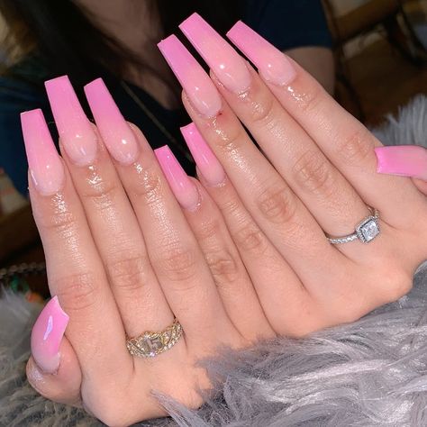 Instagram post by Amy Celeste 🍒 • Feb 24, 2019 at 9:09pm UTC Cute Simple Pink Nail Designs, Cute Simple Pink Acrylic Nails, Cute Long Pink Acrylic Nails, Pink On Pink Ombre Nails, Pink Ombre Nails Square, Acrylic Nails Pink Ombre, Simple Pink Acrylic Nails, Pink Ombre Acrylic Nails, Ombré Nails With Design