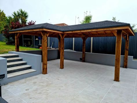 Timber Gazebo, Open Gazebo, Garden Pub, Bbq Gazebo, Hayling Island, Backyard Seating Area, Pergola Ideas, Backyard Seating, Garden Idea