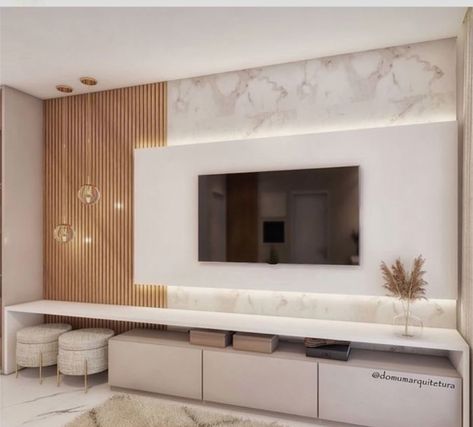 Apartemen Studio, Tv Mounted, Modern Tv Room, Tv Room Design, Tv Wall Design, Living Room Design Decor, Home Design Living Room, Ideas Living Room, Living Room Decor Modern