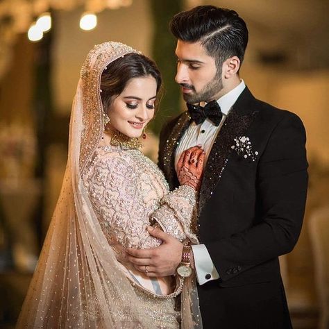 This magical shot from #Aineeb's walima is so full of love and bliss. 😍  Check out our blog to know everything latest in the wedding world: http://blog.bridals.pk/  #Bridalspk #BridalspkPhotos #BridalspkWedding #BridalspkInsta #DailyDoseBridalspk #OutfitInspiration #CelebrityStyle #StyleOfTheDay #FashionDiaries #AimanKhan #MuneebButt #Aineeb Indian Bridal Hair, Walima Dresses, Pakistani Wedding Photography, Wedding Hairs, Bride Groom Poses, Muslim Wedding Photography, Indian Wedding Poses, Pakistani Bridal Makeup, Indian Wedding Photography Couples