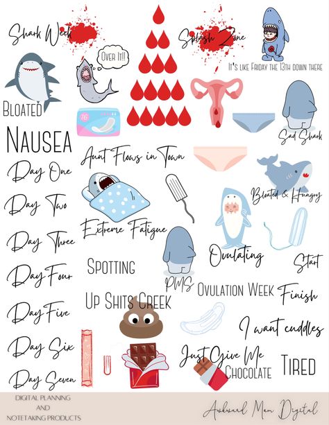 Shark Week Period, Digital Planning Stickers, Lawrenceville Georgia, Ovulation Tracking, Trapper Keeper, Digital Aesthetic, Period Tracker, Digital Planner Stickers, Dachshund Mix