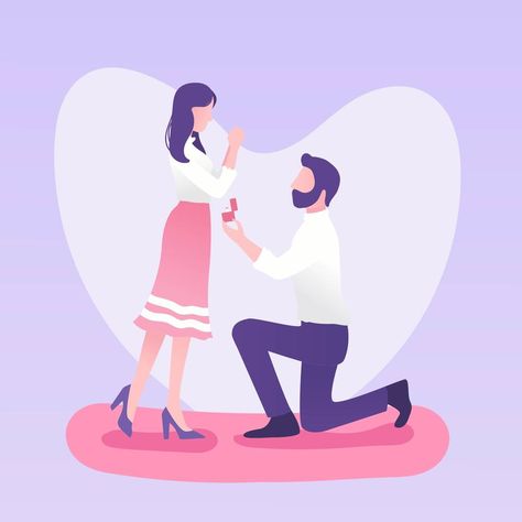 Engagement Proposal Vector Proposing Drawing Reference, Proposal Drawing, Proposal Illustration, Engagement Drawing, Doodle People, Valentines Illustration, Comics Love, Engagement Proposal, Wedding Cards Handmade