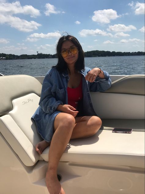 fourth of july outfit, summer outfit, swimsuit coverup, boating outfit, lake life, beach outfit, vintage sunglasses Lake Life Outfits, Lake Day Outfit Summer, Lake Outfit Summer Boats, Lake Outfit Summer Casual, Lake Outfit Summer, Lake Outfit, Summer Boats, Lake Trip, Boating Outfit