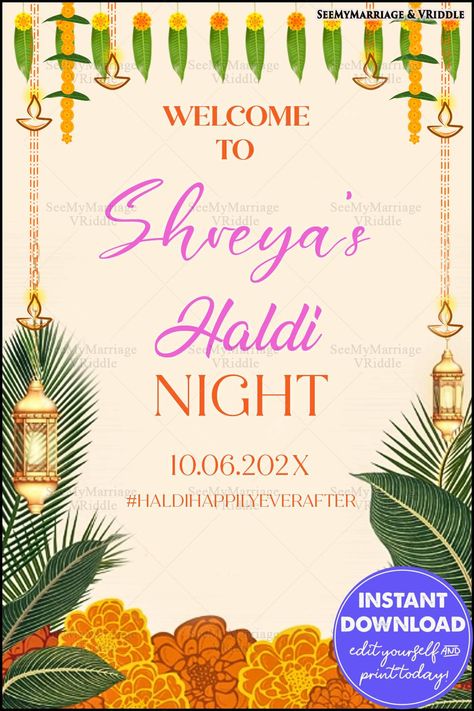 A vibrant Haldi night banner with marigold garlands, lanterns, and tropical leaves on a warm cream background. #HaldiNight #PreWeddingCelebration #IndianWeddingInspo #HaldiDecorIdeas #TraditionalIndianWedding #HaldiCeremony #IndianWeddingVibes #WeddingInvitationIdeas #HaldiNightDecor #WeddingFestivities #HaldiNightInspo #WeddingVibes #IndianTraditions #HaldiNightBanner #EventBanner #WelcomeBanner #PreWeddingRituals Tropical Leaves Illustration, Leaf Illustrations, Ceremony Invitation, Traditional Lanterns, Leaf Illustration, Welcome Banner, Event Banner, Haldi Ceremony, Traditional Indian Wedding