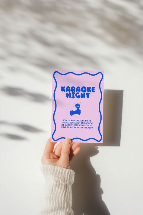 Karaoke Night Invitation, Karaoke Birthday Party Invitations, Karaoke Party Invitations, Karaoke Invitations, Karaoke Party Ideas Decoration, Birthday Party Invitations For Adults, Birthday Karaoke, Karaoke Aesthetic, Karaoke Birthday