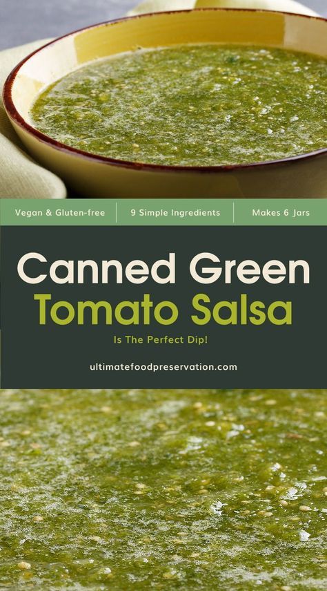 Salsa Verde With Green Tomatoes Canning, Canned Green Tomato Salsa Verde Recipe, Canning Salsa Verde Green Tomatoes, Canning Green Salsa Verde, Green Tomato Salsa Canning Recipe, Canned Green Tomatoes Recipes, Green Tomato Salsa Verde Recipe, Salsa Verde With Green Tomatoes, Sauteed Green Tomatoes