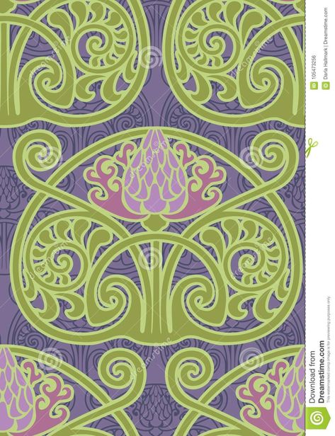 Art Nouveau Thistle Seamless Background Stock Illustration - Illustration of background, purple: 105473256 Purple Art Nouveau, Background Purple, Thistle Design, Purple Art, Art Nouveau Design, Project Inspiration, Design Tattoo, Seamless Background, Gold Art