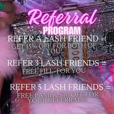 Refer A Friend Promotion Ideas Lashes, Lash Discount Ideas, Lash Deals Ideas, Lash Giveaway Ideas, Lash Marketing Ideas, Lash Promotion Ideas, Makeup Meme, Eyelash Studio, Best Lash Extensions