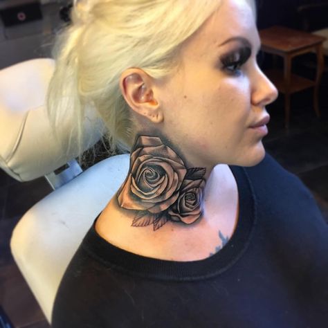 15+ Neck Tattoo Designs , Ideas | Design Trends Rose Neck Tattoo, Front Neck Tattoo, Full Neck Tattoos, Best Neck Tattoos, Girl Neck Tattoos, Side Neck Tattoo, Throat Tattoo, Neck Tattoos Women, Back Of Neck Tattoo