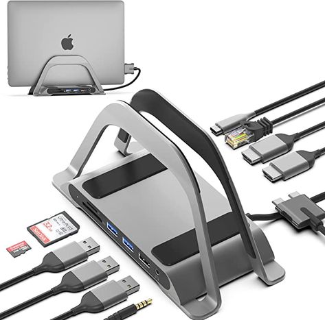 Macbook Dock Organization, Macbook Air Desk Setup, Laptop Docking Station Setup, Macbook Pro Desk Setup, Macbook Pro Setup, Macbook Stand, Macbook Pro 2017, Laptop Docking Stations, Mac 10