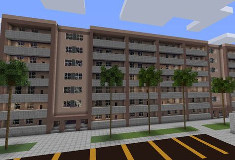 minecraft apartment complex | Huge Apartment Building - GrabCraft - Your number one ... Minecraft Apartment Building Ideas, Apartment Complex Minecraft, Minecraft Building Ideas Blueprints, Apartment Building Concept, Minecraft Office Building, Apartment Minecraft, Minecraft Apartment Building, Minecraft City Ideas, Minecraft Apartment