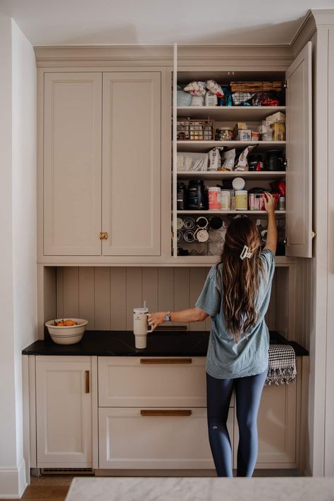 Blue Grey Wallpaper, Appliance Garage, Dining Room Floor, Checkerboard Floor, Accessible Beige, Chris Loves Julia, Trim Work, Emily Henderson, Exterior Paint Colors