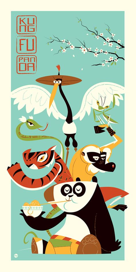 Kung-Fu-Panda-Dave Kongfu Panda, Screenprint Illustration, Japanese Sayings, Kung Fu Panda Party, Kids Reference, Nursery Animals, Panda Party, Disney Posters, Cartoon Posters