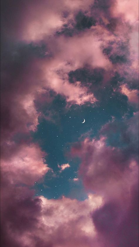 Pink Clouds, Half Moon, Wallpaper Aesthetic, The Sky, Moon, Wallpapers, Screen, Iphone, Stars