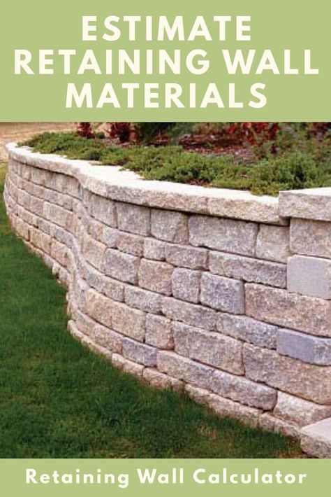 Retaining Wall Calculator and Price Estimator - Find How Many Blocks Are Needed to Build a Retaining Wall - Inch Calculator #yard Diy Retaining Wall, Backyard Retaining Walls, Retaining Wall Design, Retaining Wall Blocks, Building A Retaining Wall, Garden Retaining Wall, Sloped Backyard, Landscaping Retaining Walls, Wall Garden