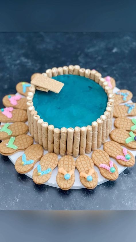 neuroticmom on Instagram: School’s officially out and we are ready for the pool! Here’s another GLOWUP idea. The *pool water* is Jello with extra gelatin. Who’s… Swimming Pool Cake, Summer Birthday Cake, Pool Cake, Blue Jello, Jello Cake, Desserts Ideas, Bluey Birthday, School S, Barbie Cake