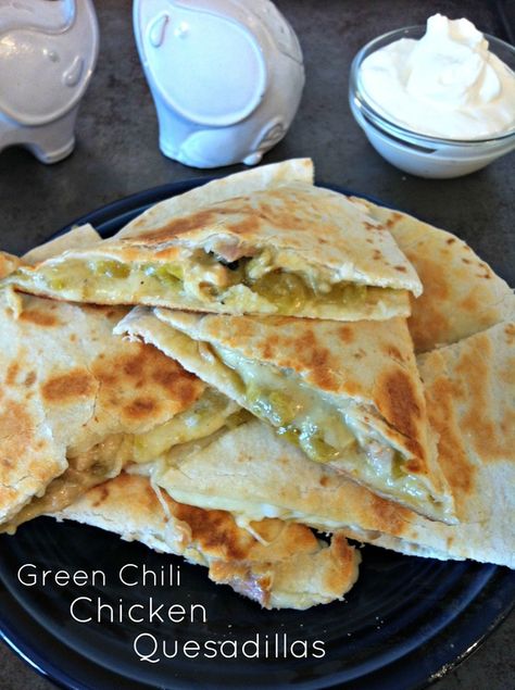 Green Chili Quesadilla, Green Chili Chicken Quesadilla, Hatch Green Chili Recipes Chicken, Green Chili Chicken Recipes, Food Trailer Food Ideas, Recipes With Green Chilis, Green Chili Chicken Burritos, Green Chili Chicken Tacos, Hatch Chili Recipes