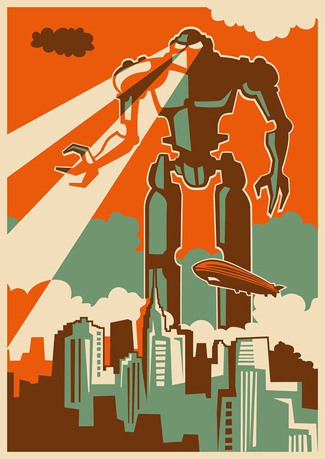 Evil Robot. on Behance | Radoman Durkovic Broadway Posters, Robot Print, Giant Poster, Vintage Robots, Retro Robot, New York Poster, Arte Robot, Alien Vs Predator, City Wall Art