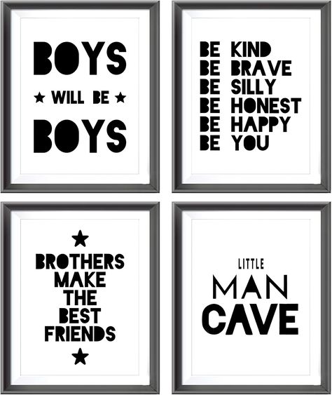 PRICES MAY VARY. ✬【UNIQUE DESIGN】- This Boys Quotes Bedroom Prints posters are baby room wall decor products which developed with cute inspirational quote pink as the core. ✬【HOME DECORATION SCENE】- This Nursery Wall Art posters suit for Kids Bedroom,Play Room Decor for Kids,Nursery Decor.Boys room Decor,Featuring colorful and positive designs with phrases as "Boys Will Be Boys" , these prints encourage positive and creativity in kids. ✬【Perfect & Heart-Warming Gift Choice】-This Boys Quotes Posi Deco Wall Ideas, Little Boy Room Decor, Little Boys Bedroom Ideas, Boy Room Quotes, Wall Decor Boys Room, Adventure Bedroom, Boys Quotes, Boys Room Diy, Treehouse Ideas