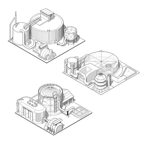 Concepts building for mobile games on Behance Scifi Terrain, Isometric Sketch, Scifi Building, Sci Fi Building, Robot Game, Isometric Map, Sci Fi Games, Sci Fi Environment, Building Concept