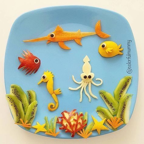 Animal Foods, Kids Food Crafts, Food Art For Kids, Creative Food Art, Vegetable Carving, Kids Plates, What Is, Food Carving, Cute Snacks