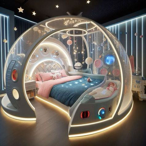 Spaceship Bed, Amazing Bedroom Designs, Space Themed Room, Dream Bedroom Inspiration, Spaceship Interior, Playroom Design, Cute Bedroom Decor, Dream House Rooms, Room Makeover Bedroom