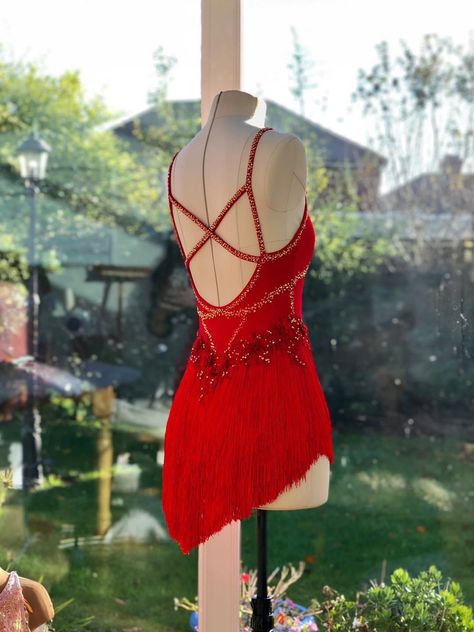 Red Jazz Dance Costumes, Red Contemporary Dance Costume, Red Jazz Costume, Red Lyrical Dance Costumes, Christmas Dance Dresses, Lyrical Dance Costumes Dresses, Red Dance Costumes, Winter Dance Dresses, Modern Dance Costume