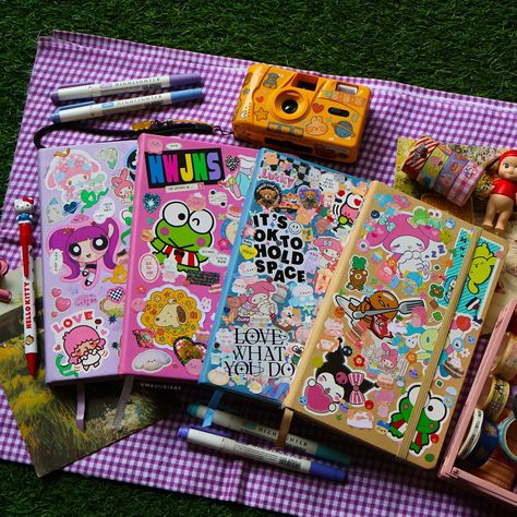 ੈ✩‧₊˚ gotta love my sticker covers 🎀 🎬 #mauiidiary #diary #diaries #stickers #polcos #diarydeco #journalwithme #stickercollection #stickercollector #scrapbooking #journal #art #sketchbook #artcreationsketchbook Diary Ideas Cover, Sketchbook Decoration Cover, Journaling Cover, Diary Cover, Dork Diaries, Diary Covers, Scrapbooking Journal, Sketchbook Cover, Sketch Books