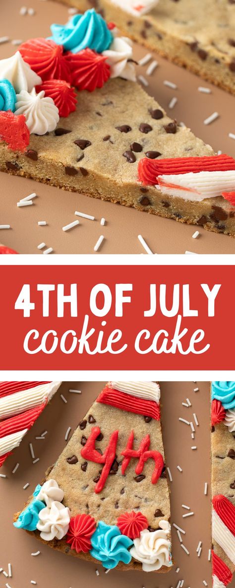 cookie cake with fourth of july colored frosting