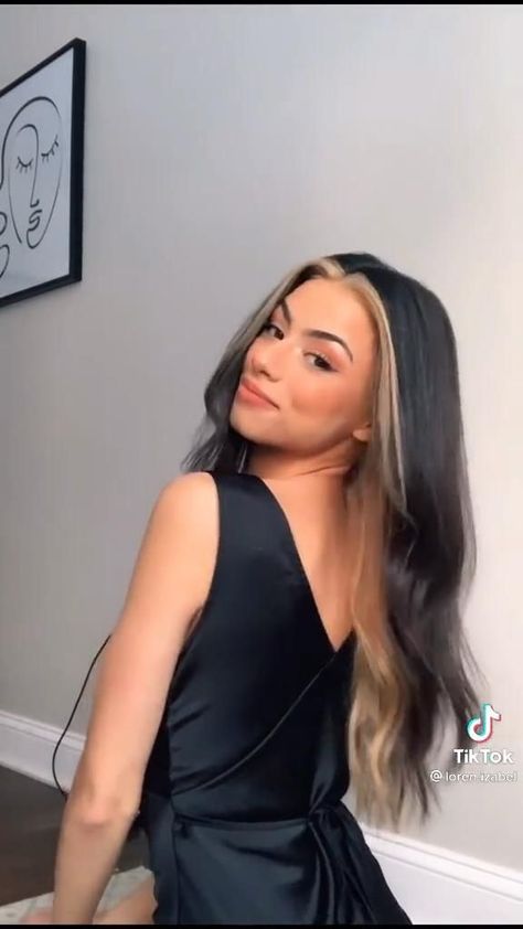 @loren.izabel on tiktok🤍 [Video] | Hair color underneath, Hair highlights, Dyed hair Face Framing Highlights With Dark Hair, Black Hair W Blonde Underneath, Long Black Hair With Blonde Underneath, Money Pieces With Black Hair, Black Hair With Blonde Highlights Underneath, Black Hair With Dyed Underneath, Money Piece With Peekaboo, Highlight Underneath Hair, Hair Color Underneath Blonde