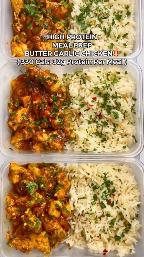 HIGH PROTEIN MEAL PREP BUTTER GARLIC CHICKEN‼️ follow 👉 @theplanetofitness follow 👉 @theplanetofitness follow 👉… | Instagram Zack Chug, Portion Meals, Butter Garlic Chicken, Pieces Season, Cheap Meal Prep, Protein Meal Prep, Protein Ideas, Easy High Protein Meals, Bulking Season