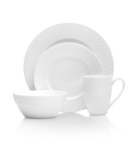 PRICES MAY VARY. Brings sophistication to any table using clean lines on a timeless rim body 16-piece dinnerware set includes 4 each of: 11-inch dinner plate, 8-1/4 inch salad plate, 6-1/4 inch cereal bowl and 14-ounce mug Made of high quality bone china Casual and stylish for everyday use Dishwasher and microwave safe.Lead free Mikasa Dinnerware, White Trellis, White Dinnerware Set, Melamine Dinnerware Sets, Stainless Steel Coffee Mugs, Everyday Dishes, White Dinnerware, White Wine Glasses, How To Use Dishwasher