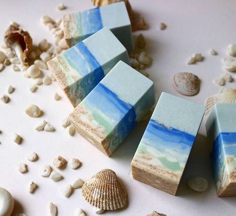 Lush Soap, Ocean Soap, Soap Design Ideas, Beach Soap, Savon Diy, Săpunuri Handmade, Pretty Soap, Homemade Soap Recipes, Best Soap