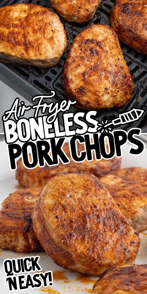 Our hassle-free Air Fryer Boneless Pork Chops recipe makes juicy, seasoned chops cooked to crispy perfection. Ideal for a quick, delicious meal!rn Best Air Fryer Pork Chops, Center Cut Pork Chop Recipes, Easy Air Fryer Pork Chops, Air Fry Pork Chops, Air Fryer Recipes Pork, Boneless Pork Chop Recipes, Air Fryer Pork, Air Fryer Pork Chops, Keto Gluten Free