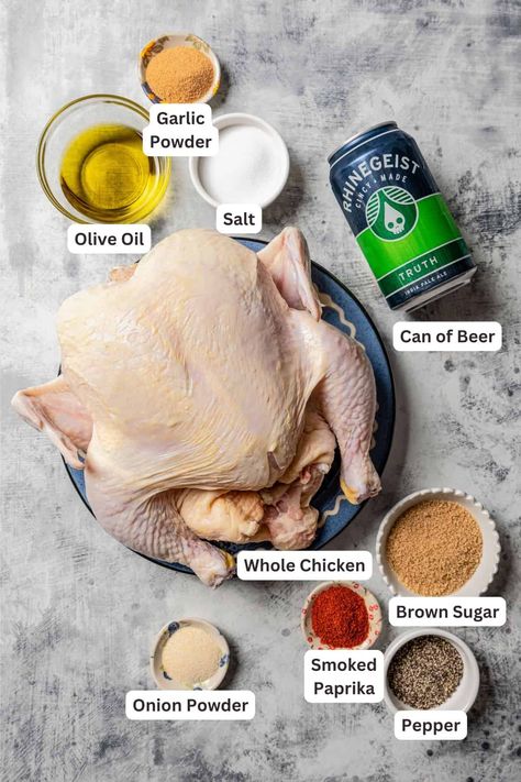 This beer can chicken recipe makes the most fall-apart-tender, whole roasted chicken that's extra juicy and full of flavor! #beercanchicken #chicken #recipe Whole Chicken Recipes Oven, Baked Whole Chicken Recipes, Baked Bbq Chicken Recipes, Instant Pot Whole Chicken, Roast A Whole Chicken, Creamy Potato Leek Soup, Whole Chicken Recipe, Whole Baked Chicken, Chicken For Dinner