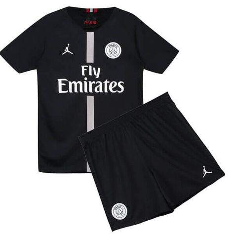 Cheap Paris Saint-Germain PSG Jordan Black Football Shirt 18/19 Kids Psg Black Jersey, Psg Jersey, Football England, Fifa Football, 19 Kids, Black Kit, Soccer Kits, Jordan Black, Kids Set