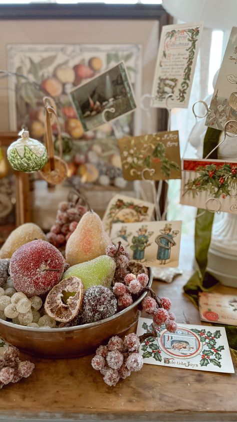 A Fun and Simple Holiday DIY: How to Make Faux Sugared Fruit Décor - Decorating With Fruit For Christmas, Sugared Fruit Christmas Decor, Matte Ornaments, Entryway Vignette, Scroll Stoppers, Glam Cottage, Affordable Christmas Decor, Laundry Softener, Sugared Fruit