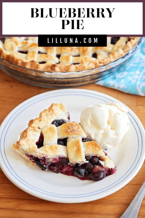 Fresh homemade blueberry pie is sweet, tart, and bursting with juicy berries. It's a favorite summer treat! #blueberrypie #blueberry #pie #freshblueberrypie Frozen Blueberry Pie, Easy Blueberry Pie, Blueberry Pie Recipe, Homemade Blueberry Pie, Recipe Cheesecake, Butter Crust, Homemade Snickers, Blueberry Pie Filling, Preppy Kitchen