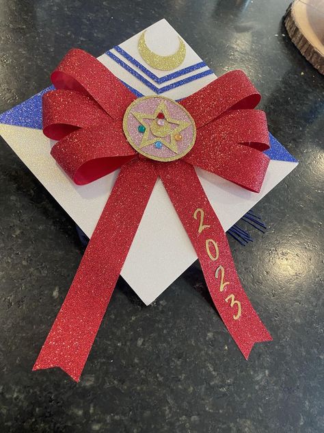 🌙Sailor Moon⭐ | Decorated my university graduation cap, Sailor Moon style Moon Graduation Cap, Sailor Moon Style, University Graduation, Grad Cap, Graduation Cap, Sailor Moon, So Cute, University, Moon