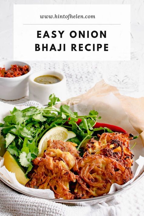 Onion Bhaji Recipe | Easy Plain Flour Method | Hint Of Helen Onion Bhaji Recipe, Onion Bhaji Recipes, Onion Bhaji, Dishes Recipe, Fakeaway Recipes, Bhaji Recipe, Onion Recipes, Indian Snacks, Plain Flour